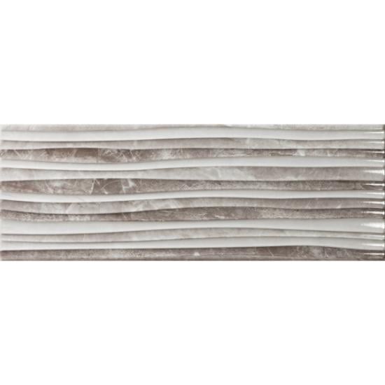 Εικόνα της Bagno Tiles Πλακάκι Louvre Decor Gris Wave Rlv 25X70Cm