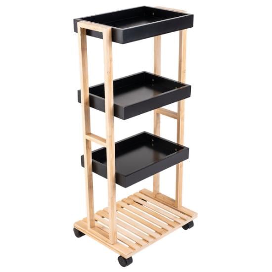 Εικόνα της Estia Τρόλεϊ Κουζίνας Bamboo Essentials 4 Επιπέδων 40x30x88cm Μαύρο