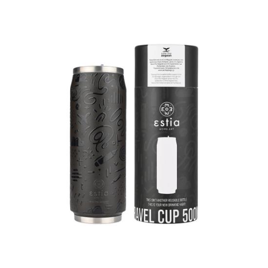 Εικόνα της Estia Travel Cup Θερμός Ανοξείδωτο BPA Free Save The Aegean 500ml -  Μαύρο