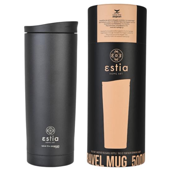 Εικόνα της Estia Save The Aegean Ποτήρι Θερμός Ανοξείδωτο BPA Free 500ml - Μαύρο