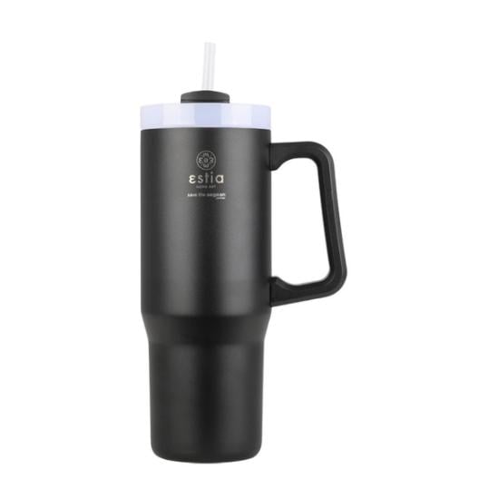 Εικόνα της Estia Estia Θερμος Straw Tumbler Xl Save The Aegean 900Ml Midnight Black