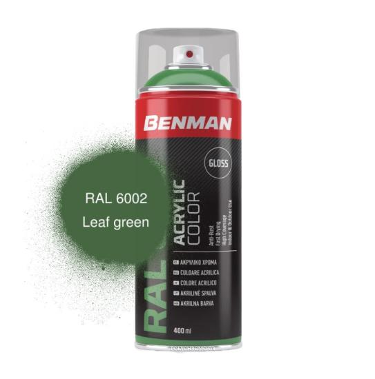 Εικόνα της Benman Σπρέι Βαφής Ακρυλικό Γυαλιστερό Πράσινο Κυπαρισί Ral 6002 400ml