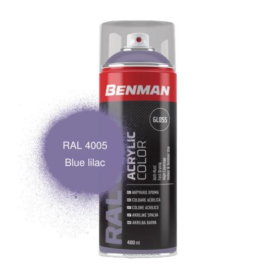 Εικόνα της Benman Σπρέι Βαφής Ακρυλικό Γυαλιστερό Μπλε Λιλα Ral 4005 400ml