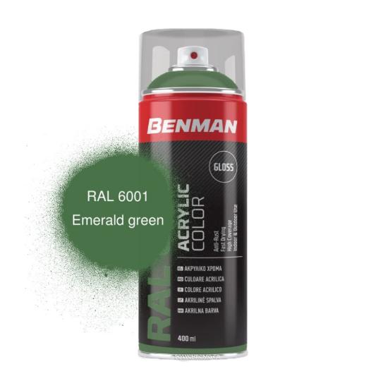 Εικόνα της Benman Σπρέι Βαφής Ακρυλικό Γυαλιστερό Πράσινο Σμαραγδί Ral 6001 400ml