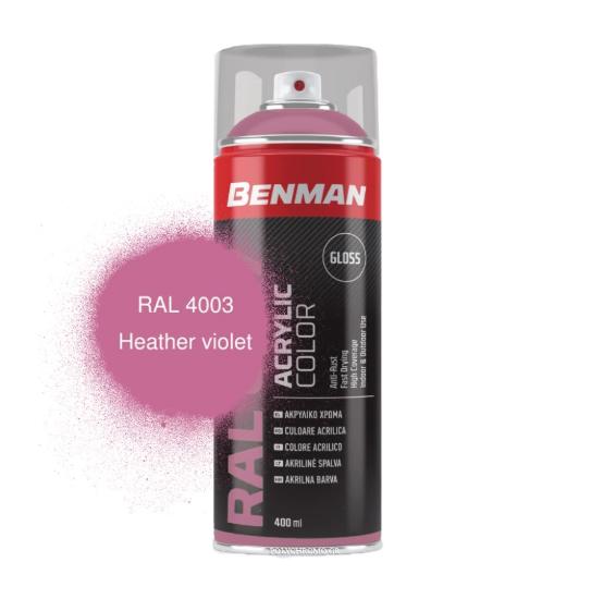 Εικόνα της Benman Σπρέι Βαφής Ακρυλικό Γυαλιστερό Βιολετί Ral 4003 400ml