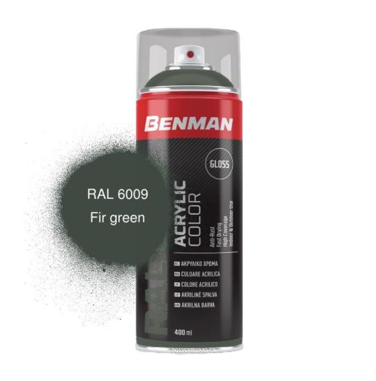 Εικόνα της Benman Σπρέι Βαφής Ακρυλικό Γυαλιστερό Σκούρο Πράσινο Ral 6009 400ml