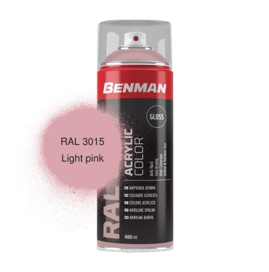 Εικόνα της Benman Σπρέι Βαφής Ακρυλικό Γυαλιστερό Ανοικτό Ροζ Ral 3015 400ml
