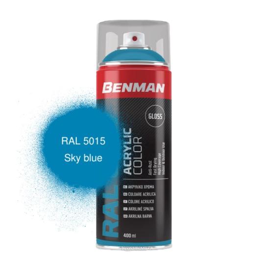Εικόνα της Benman Σπρέι Βαφής Ακρυλικό Γυαλιστερό Μπλε ουρανού Ral 5015 400ml