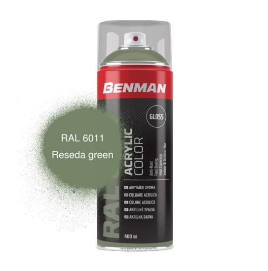 Εικόνα της Benman Σπρέι Βαφής Ακρυλικό Γυαλιστερό Πράσινο χακί Ral 6011 400ml