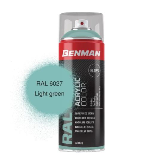 Εικόνα της Benman Σπρέι Βαφής Ακρυλικό Γυαλιστερό Απαλό Πράσινο Ral 6027 400ml