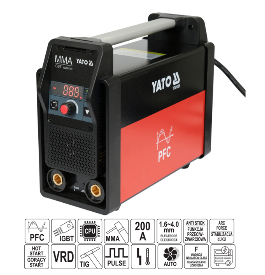 Εικόνα της Yato Ηλεκτροσυγκόλληση Pulse Mma/Lift Tig 200A Inverter Yt-81358