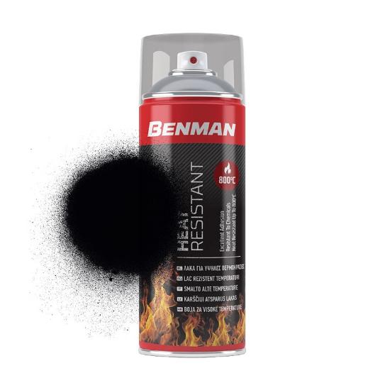 Εικόνα της Benman Σπρέι Βαφής Ακρυλικό Πυράντοχο Μαύρο Λάκα 400ml