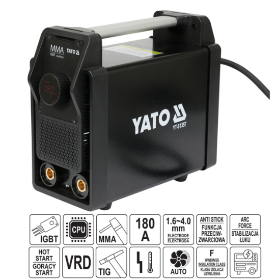 Εικόνα της Yato Ηλεκτροσυγκόλληση Mma/Lift Tig 180A Inverter Yt-81357