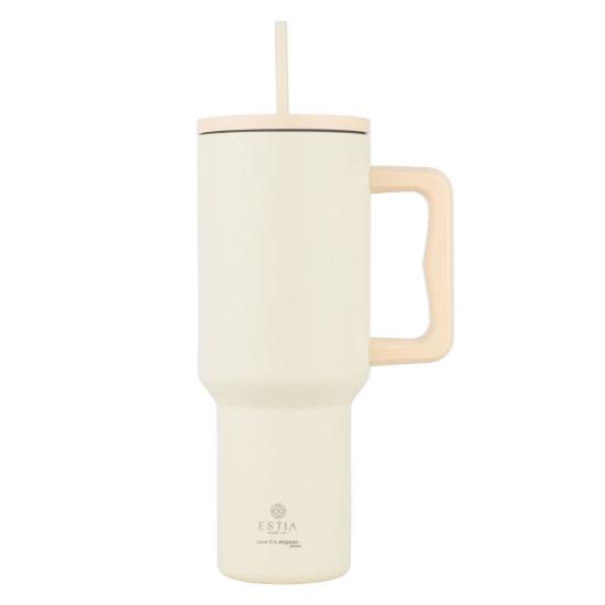 Εικόνα της Estia Θερμός Straw Tumbler Xl Save The Aegean 1200Ml Lily White