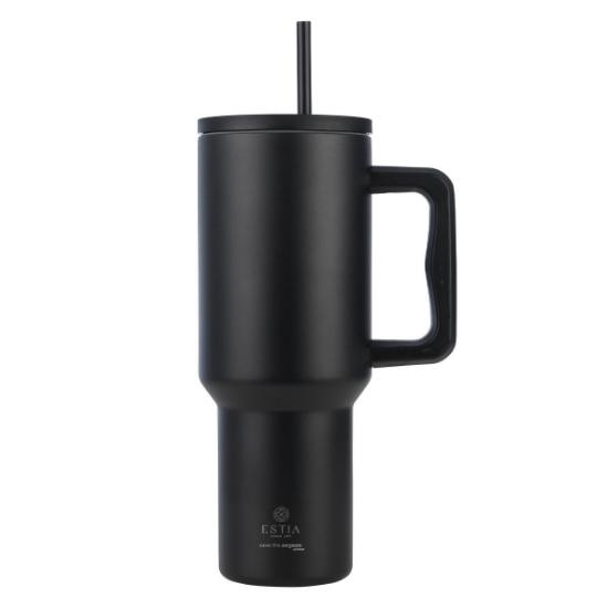 Εικόνα της Estia Θερμός Straw Tumbler Xl Save The Aegean 1200Ml Midnight Black