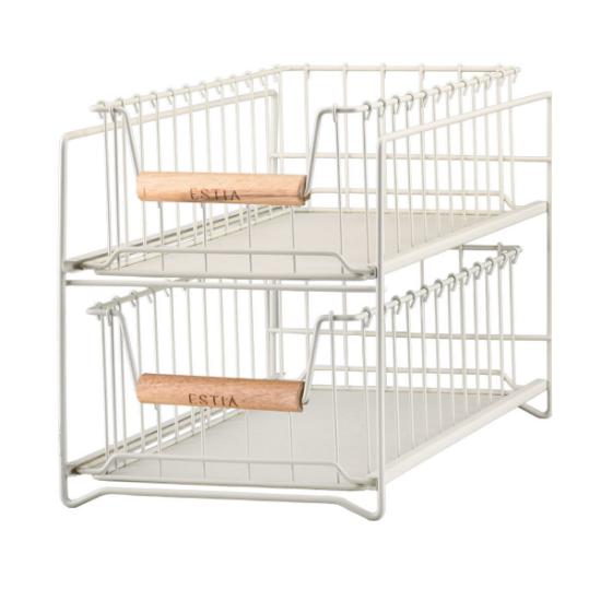 Εικόνα της Estia Καλάθι Οργάνωσης Allure Μεταλλικό 2 Επιπέδων Συρταρωτό Ivory