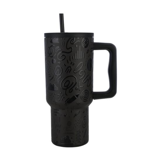 Εικόνα της Estia Θερμός Straw Tumbler Xl Save The Aegean 900Ml Noir Echo