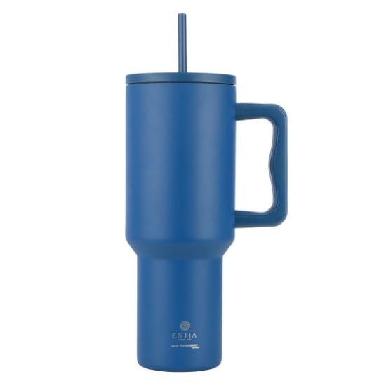 Εικόνα της Estia Θερμός Straw Tumbler Xl Save The Aegean 1200Ml Denim Blue
