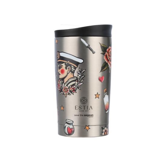 Εικόνα της Estia Θερμός Travel Mug Save The Aegean 350Ml Old School Ink