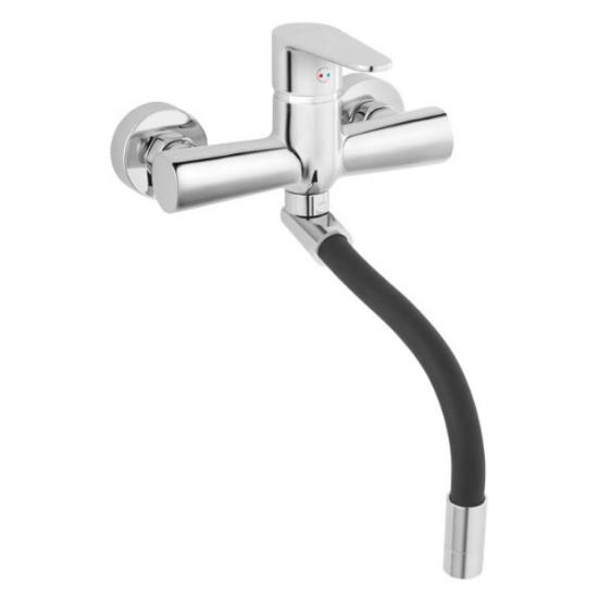 Εικόνα της Ferro Μπαταρία Κουζίνας Τοίχου Διπλή Κ/Ρ Εύκαμπτο Ρουξούνι Χρωμέ Algeo BAG5FB