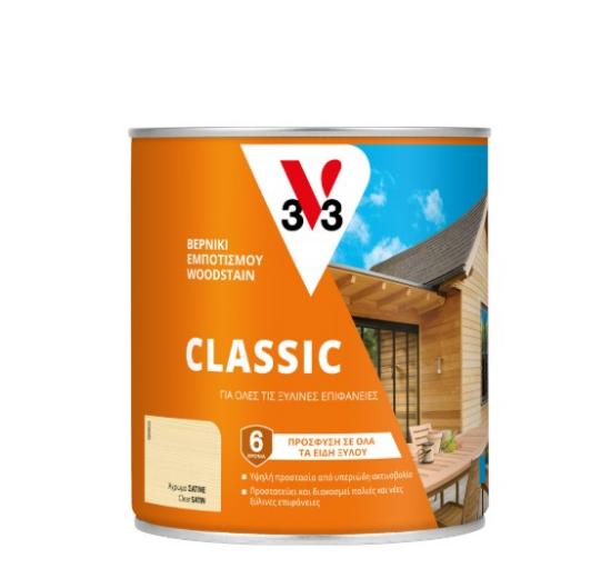 Εικόνα της 3v3 Classic Βερνίκι Εμποτισμού Woodstain Διαλύτου Σατινέ