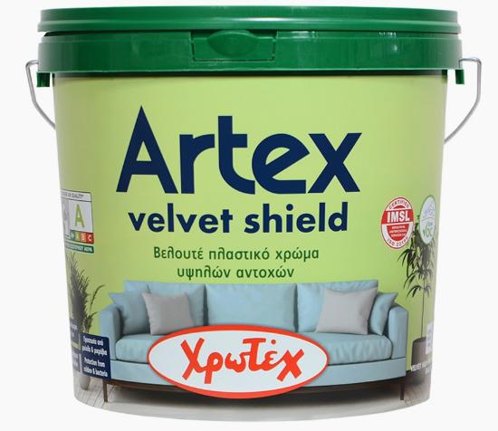 Εικόνα της Χρωτέχ Artex Velvet Shield Βελουτέ Πλαστικό Χρώμα Υψηλών Αντοχών Λευκό 3lt