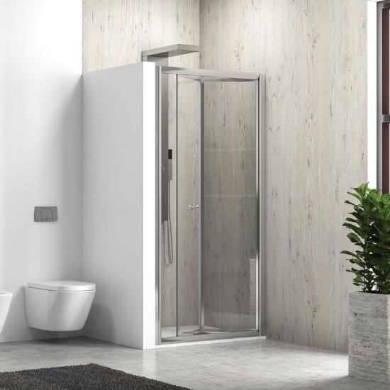 Εικόνα της Karag Καμπίνα Σπαστή από Τοίχο σε Τοίχο με Διάφανο Κρύσταλλο M4S Cromo