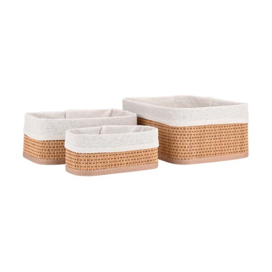 Εικόνα της Estia Estia Καλάθι Οργάνωσης Bamboo Essentials Me Επένδυση Σετ 3Τεμ. Νεα Πλεξη