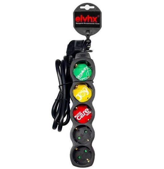 Εικόνα της Elvhx Πολύπριζο 5 Θέσεων με Καλώδιο 1.5m Μαύρο