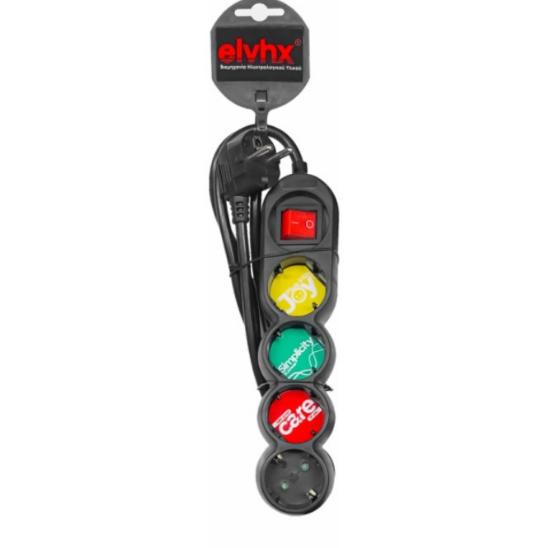 Εικόνα της Elvhx Πολύπριζο 4θ Χ16α +καλ.1,4μ 3g 1.5mm + Διακ. Ιρ20 Μαύρο