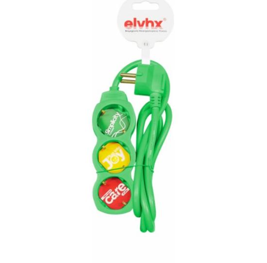 Εικόνα της Elvhx Πολύπριζο 3θ X16a +καλ.1,5μ 3g 1.5mm2 Ip20 Πράσινο