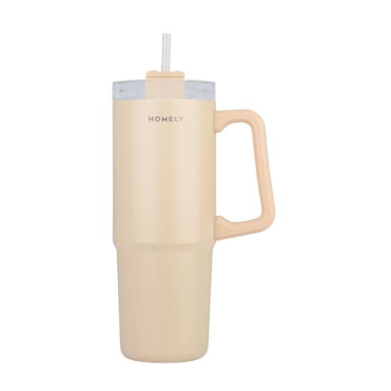 Εικόνα της Estia Homely Θερμός Straw Tumbler 900ml SANDSTONE