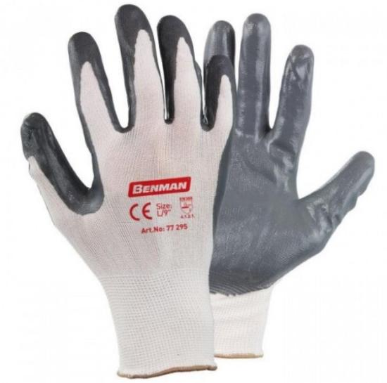Εικόνα της Benman Γάντια νιτριλίου με νάυλον πλέξη XXL/11” – 77409