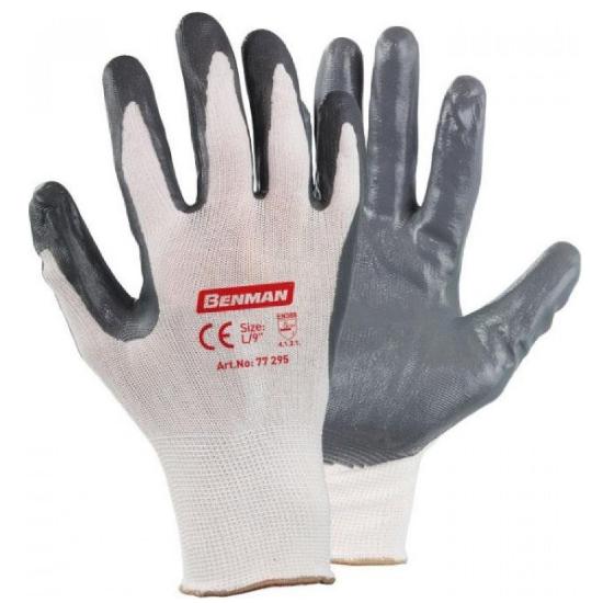 Εικόνα της Benman Excellent Grip Γάντια Εργασίας Λευκά Νιτριλίου 7'' S