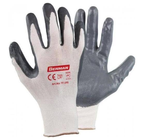 Εικόνα της Benman Excellent Grip Γάντια Εργασίας Νιτριλίου Ηλεκτρολόγου Λευκά 10" ΧL