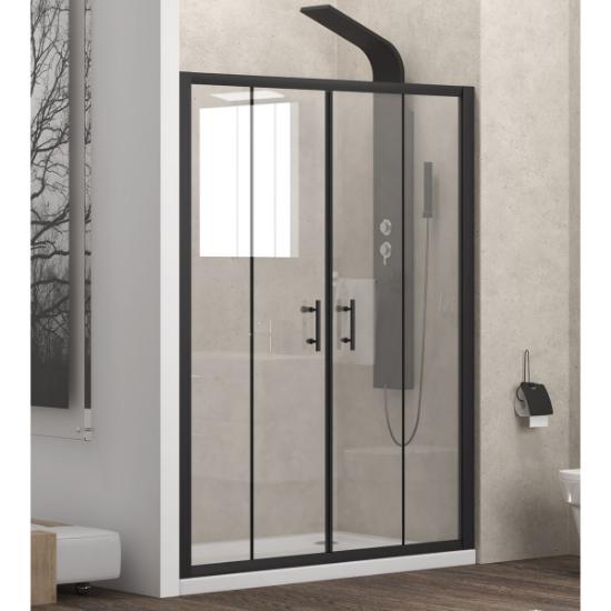 Εικόνα της Karag Καμπίνα Από Τοίχο Σε Τοίχο Με Διάφανο Κρύσταλλο Flora 600 Μαύρη