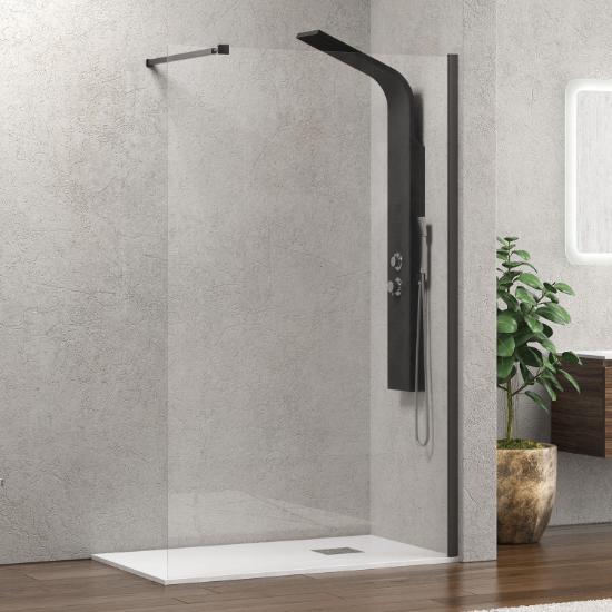 Εικόνα της Karag Σταθερό Διαχωριστικό Ντουζιέρας με Διάφανο Κρύσταλλο WALKIN 1 Gun Metal 150x200cm