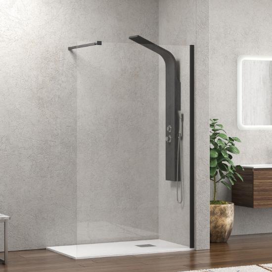 Εικόνα της Karag Σταθερό Πάνελ Καμπίνας Με Διάφανο Κρύσταλλο Walkin 1 Nero