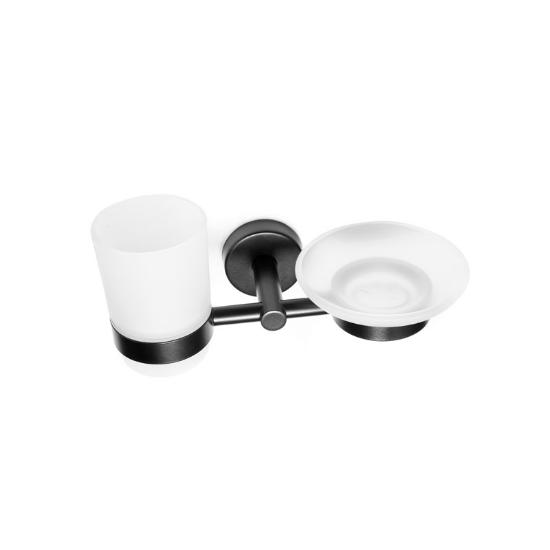 Εικόνα της Karag Ποτηροθήκη &Amp; Σαπουνοθήκη Μαύρη Ματ Uno 1853 55