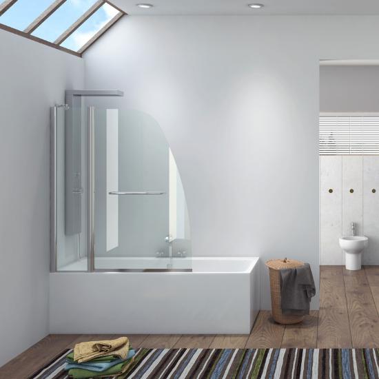 Εικόνα της Karag Καμπίνα Μπανιέρας Ανοιγόμενη Με Διάφανο Κρύσταλλο M 9A Χρωμέ 120X140cm