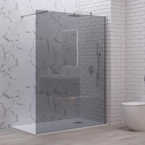 Εικόνα της Karag Σταθερό Διαχωριστικό Ντουζιέρας με fume Κρύσταλλο WALKIN 1 Cromo 80x200cm