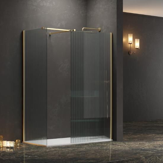 Εικόνα της Karag Σταθερά Διαχωριστικά Ντουζιέρας Με Flute Κρύσταλλο Walkin 2 Gold  120X200Cm