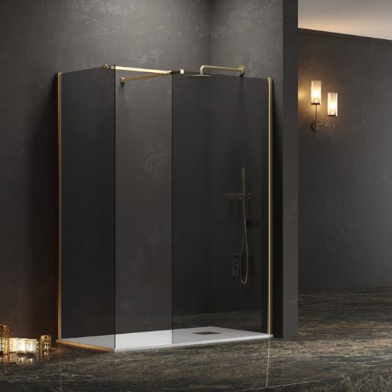 Εικόνα της Karag Σταθερά Διαχωριστικά Ντουζιέρας Με Fume Κρύσταλλο Walkin 2 Gold  120X200Cm