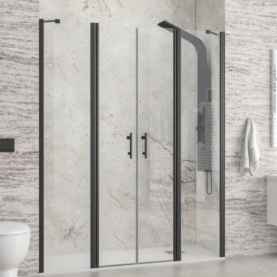 Εικόνα της Karag Καμπίνα Από Τοίχο Σε Τοίχο Με Διάφανο Κρύσταλλο Panex 700 Black Karag 155X200Cm
