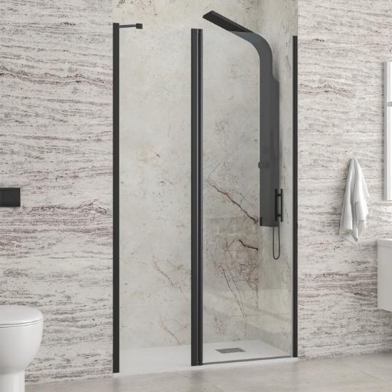 Εικόνα της Karag Καμπίνα Από Τοίχο Σε Τοίχο Με Διάφανο Κρύσταλλο Panex 400 Alto Black Karag 125X200Cm