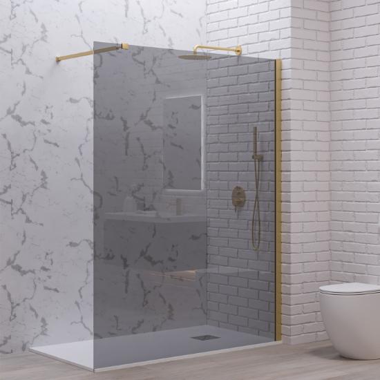 Εικόνα της Karag Σταθερό Διαχωριστικό Ντουζιέρας Με Fume Κρύσταλλο Walkin 1 Gold  140X200Cm