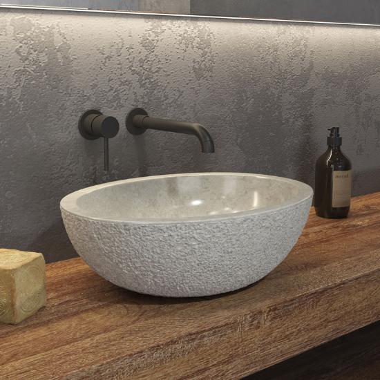 Εικόνα της Karag Νιπτήρας Επικαθήμενος Πέτρινος Leonor Cream Soph 45X35X15cm