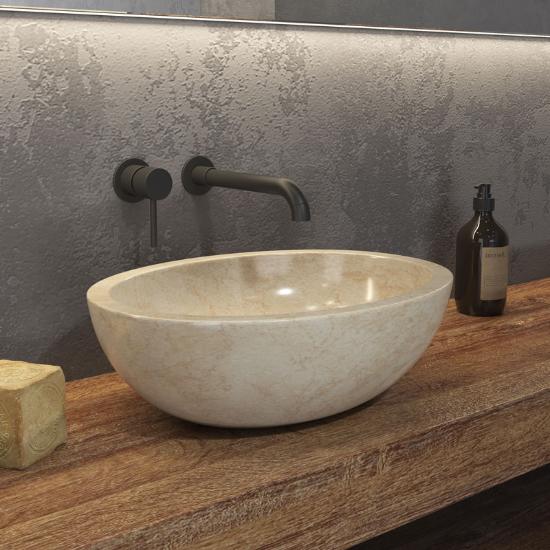 Εικόνα της Karag Νιπτήρας Επικαθήμενος Πέτρινος Leonor Cream Sop 45X35X15cm