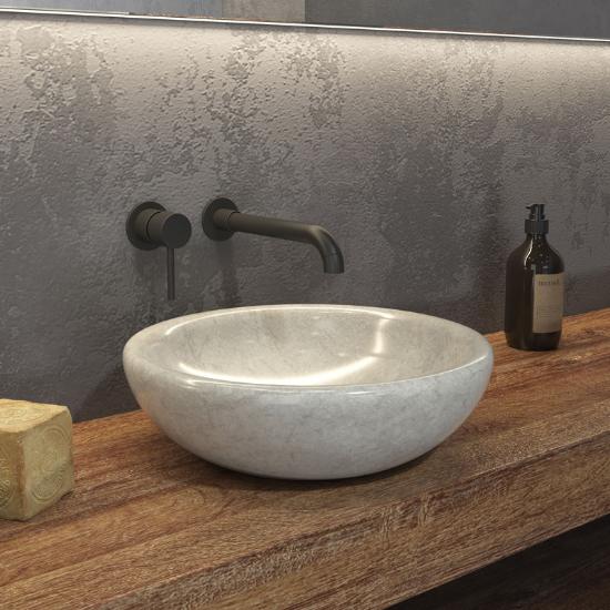 Εικόνα της Karag Νιπτήρας Επικαθήμενος Πέτρινος Sora Cream O40X12cm