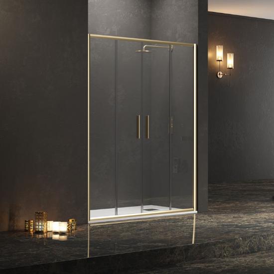 Εικόνα της Karag Καμπίνα Από Τοίχο Σε Τοίχο Με Διάφανο Κρύσταλλο Efe 600 Gold Karag 170X190Cm